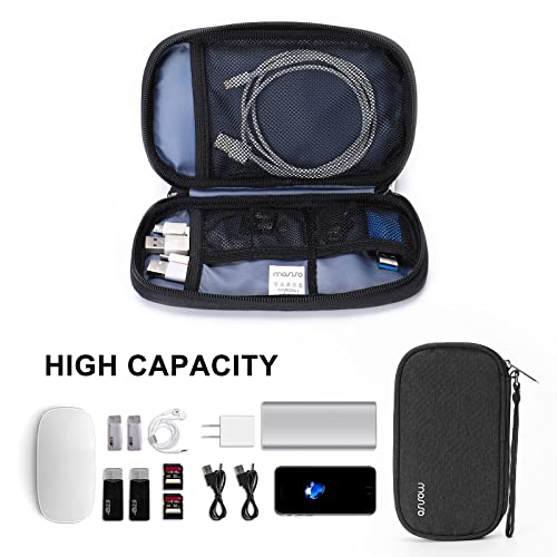 MOSISO Electronic Organizer Cable Case, Portable External Carrying Case Storage Bag with Handle Compatible with MacBook Power Adapter, Wireless Mouse, Cables, Earphones, USB Flash Disk SD Card, Black