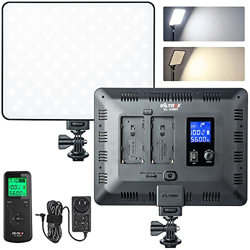 VILTROX VL-200T Bi-Color Dimmable LED Video Light with Remote Wireless Control,Ultra Thin 3300-5600K CRI95+ Studio Photography Panel for Photography TikTok YouTube Twitch Live Streaming Zoom Meeting