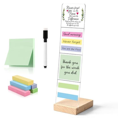 Affrolling Monitor Memo Board with Removable Wooden Base Acrylic Portable Memo Notes Holder Desk Accessories Organizer with 600 Sheets Reminder Notes Office Desk Decor Gift (Appreciation) - style: Appreciation