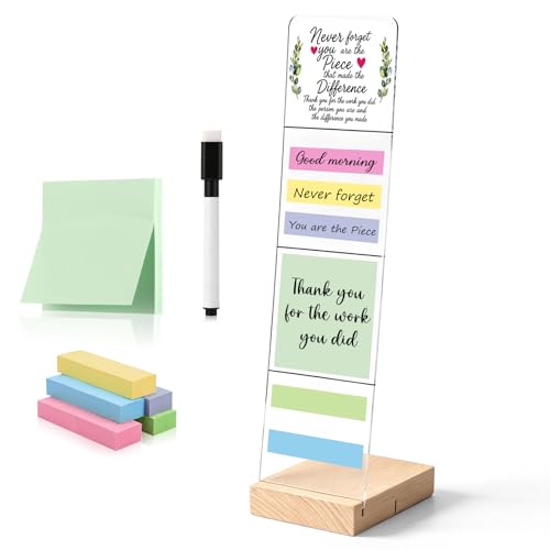Affrolling Monitor Memo Board with Removable Wooden Base Acrylic Portable Memo Notes Holder Desk Accessories Organizer with 600 Sheets Reminder Notes Office Desk Decor Gift (Appreciation) - style: Appreciation