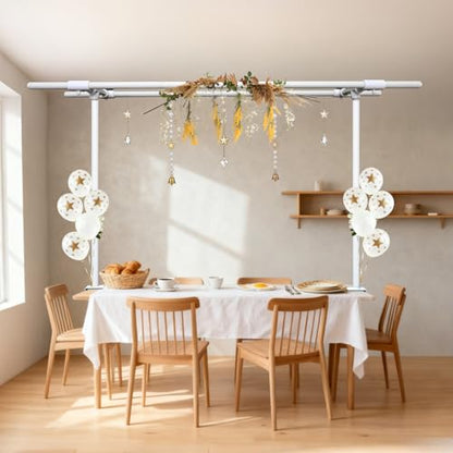 Beyeutao Over the Table Backdrop Stand with Clamps Double Crossbar 16"-87" Length 16"-45" Height Adjustable White Photo Backdrop Stand with Clamps Background Stand Metal Photo Background Stand - color: White, size: 16-87 Inches (Double Rod)