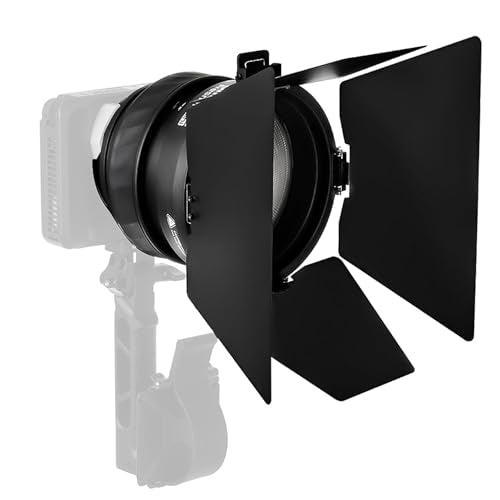 Amaran Mini Fresnel with Mini Barn Doors Bowens Mount Attachment Designed for Halo 100x 200x,Ray 60c & 120c, and Other Bowens Mount Led Video Light (Small) - size: Small