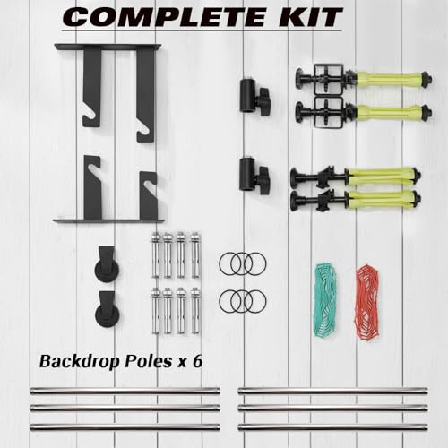 MagicLine Photography Backdrop 2 Roller Support System, 118" Wall Mount Manual Background Holder for Ceiling/Light Stand,Crossbars for Heavy Duty Backdrop Stand for Small&Home Studio(Stability)