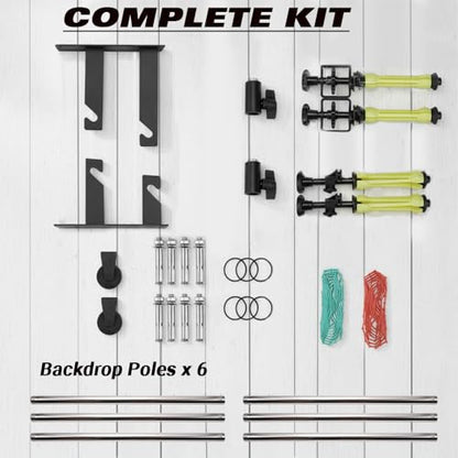 MagicLine Photography Backdrop 2 Roller Support System, 118" Wall Mount Manual Background Holder for Ceiling/Light Stand,Crossbars for Heavy Duty Backdrop Stand for Small&Home Studio(Stability)