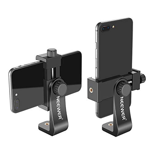 NEEWER Smartphone Holder Phone Tripod Mount Compatible with iPhone 16 15 Pro Max Plus 14 13 12 Mini Samsung Galaxy S24 S23 Ultra, Cell Phone Clip Vertical Bracket Adapter for Tripod with 1/4" Screw