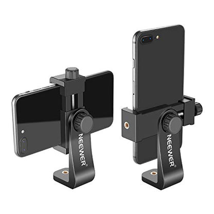 NEEWER Smartphone Holder Phone Tripod Mount Compatible with iPhone 16 15 Pro Max Plus 14 13 12 Mini Samsung Galaxy S24 S23 Ultra, Cell Phone Clip Vertical Bracket Adapter for Tripod with 1/4" Screw