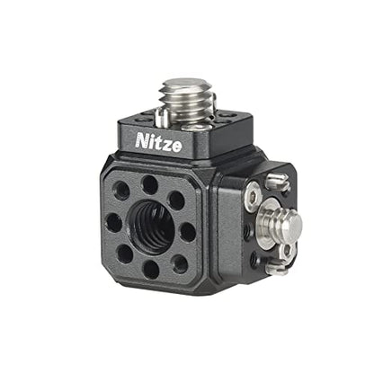 Nitze Camera Mount Cube Adapter (6-Sided) Universal Camera Mount with 1/4” Locating Holes, 3/8” Locating Holes, Cold Shoe Adapter, 1/4” Screws, 3/8” Screws and Locating Pins - N82B