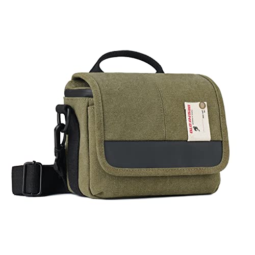 Besnfoto Camera Bag Small Crossbody Camera Shoulder Bag Purse Waterproof Canvas Cute Compact Camera Messenger Bag Case for Mirrorless DSLR SLR Women and Men - color: Army Green, size: Small