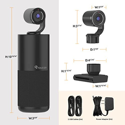 TOUCAN Conference HD Video Conference System, 1080P HD Camera, Speakerphone with 4 Microphones, Plug and Play USB Conference Camera for Zoom, Teams, Google Meet, Office and Home Office