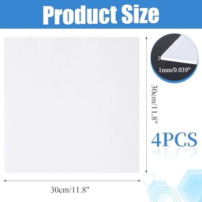 4 Pcs LED Light Diffuser, 11.8x11.8x0.039In PC Light Board Diffusion Cover Sheet, LED Dimming Film Anti-Glare for Soften Ceiling Light, LED Downlight, Spotlight LED Panel, Track Light