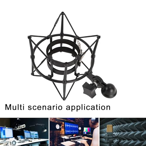 Tangxi 60MM Microphones Shock Mount, High Isolation, Anti Vibration Spider Shockmount Stand for Microphones up to 60MM (Black) - color: Black