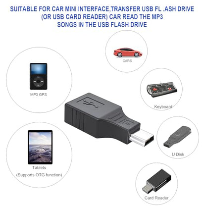 2 Pack USB 2.0 Type A to Mini USB 5-Pin Type B Female/Male Adapter with Cameras, Printers, Audio Devices and More