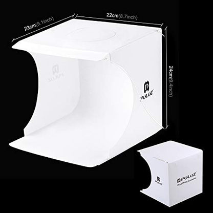 Mini Photo Studio Super Bright Photography Light Box Lightbox Portable Shooting Light Tent with 6 Colors Photography Backdrops Waterproof Background Screen Carrying Bag (20 Centimeter)