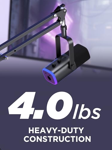 InnoGear Boom Arm Microphone Mic Stand for Blue Yeti HyperX QuadCast SoloCast Snowball Fifine Shure SM7B and Other Mic, Extended Mic Arm (Black) - color: Black, style: Extended Mic Arm