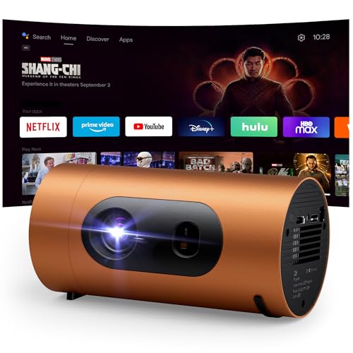 Smart Portable Projector with WiFi and Bluetooth, USB-C Powered, Mini Projector Built-in Apps & Android 14 OS, 1080P FHD HDR10, TOF Real-Time Auto Focus/Keystone, YQHS Outdoor Movie Projector - color: Orange