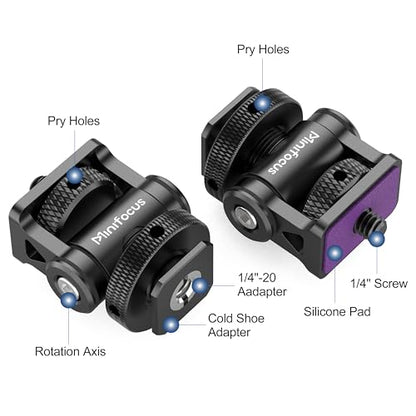 MINIFOCUS Camera Monitor Mount with Cold Shoe, 1/4" Screw for 5" & 7" Field Monitor, Swivel 360° and Tilt 160° Holder for Camera Phone Cage LED Video Light - style: S1111