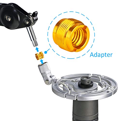 4 PCS Gold Colour Adapter for HyperX QuadCast Mic, Blue Yeti, Rode, Razer, Shure and Most USB Microphone, Shock Mount, Boom Arm Screw Thread Adapter 5/8" Male to 3/8" Female Screw Adapter by YOUSHARES - color: 4PCS