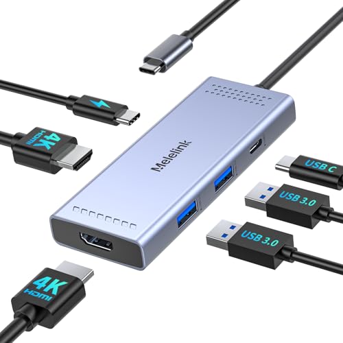 Docking Station to Dual HDMI Monitor, USB C to Dual HDMI Adapter, USB-C HUB with 2xHDMI Ports 4K 60Hz, 100W PD Charging, USB-A&C 3.0, Laptop Docking Station Compatible with Dell, HP, Lenovo, and More - color: Gray 6 Port USB C Docking Station