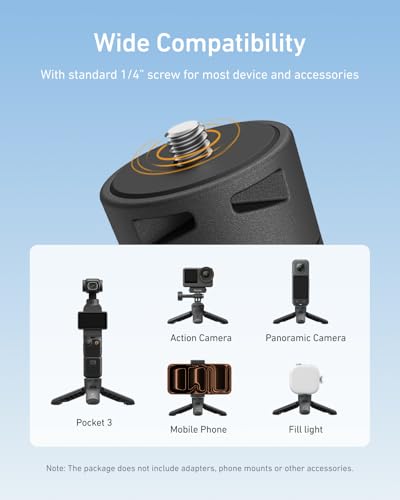 TELESIN Mini Tripod & Grip for DJI Osmo Pocket 3/4 & Insta360 Luna Ultra, One Click Open Desktop Stand&Handle with 1/4"Screw for DJI Action 6 5pro 4/GoPro/Insta360 X5/Camera/Phone/Digital Accessories