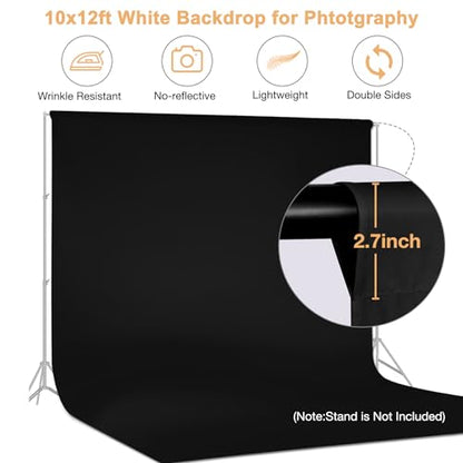 Aimosen 10 X 12 FT Large Black Backdrop Background for Photography, Pure Black Photo Backdrop Screen for Zoom Meeting, Polyester Cloth Fabric Curtain, Chromakey Video Photoshoot Studio Conference - color: Black