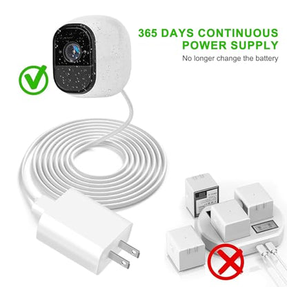 5FT Charging Power Cable Cord 9V for Arlo Pro, Pro2, Essential Spotlight XL/XL 2nd, Wyze Cam Pan v3/v2, Netvue, Blink, Yi Home Camera, Oculus Go, Kasa Cam Wall Charger Adapter Replacement - size: 5 Feet, style: 1 Pack