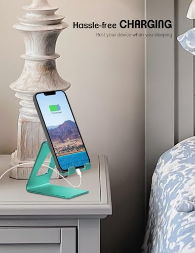 Aoviho Desk Cell Phone Stand - Aluminum Phone Holder Cradle Dock for iPhone 13 12 Pro 11 X Xs Max 8 7 6 6s Plus SE 5 5s Samsung, All Smart Phones 4-10 Inch, Fresh Green - color: Fresh Green
