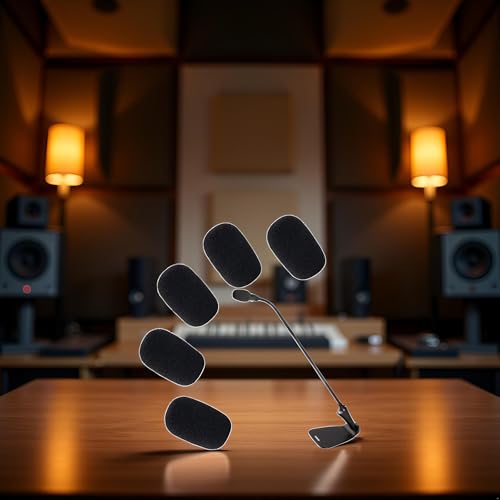 5 Pack Black Microphone Foam Cover,Replacement Microphone Sponge Wind Shield Windscreen Foam Cover for Microphone Windscreen for Shure CVG18-B/C Gooseneck Condenser Microphone Accessories