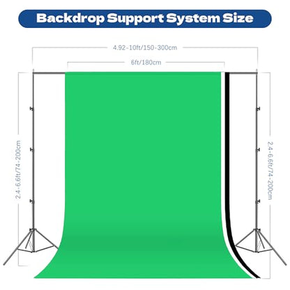 Photography Softboxes Kit with 6.6x10ft Backdrop Stands, 5 Tripod Stands, 3 Color Background Screen, Softbox with 85W Led Bulb, Photo Studio Equipment for Video Shoot, Product & Portrait