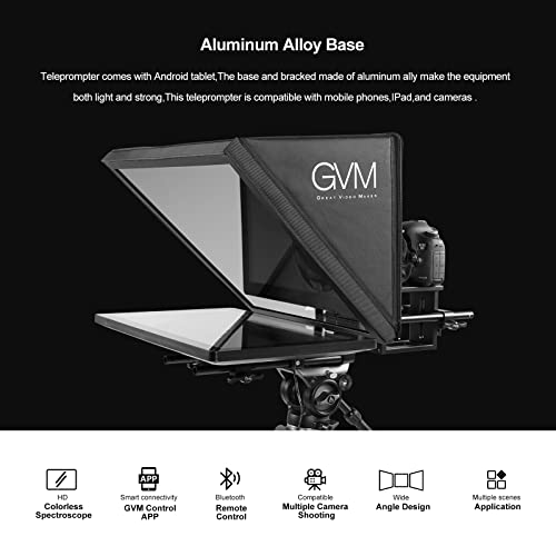 GVM Teleprompter Kit for Digital Cameras/camcorders Portable 18.5'' Teleprompter Kit with Remote Control & App,with 18.5" Android All-in-One Monitor and Carry Case - size: 19inch