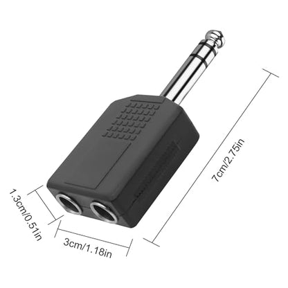 XMSJSIY 1/4" 6.35mm Stereo Plug to Dual 6.35mm Stereo Audio Jack Splitter Adapter 1/4 TRS Male to 2 Female Splitter Converter for Microphone Headphone Guitar Speaker Instrument