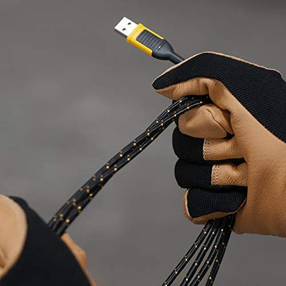 DEWALT Heavy Duty USB to Micro-USB Cable, Jobsite Micro USB Connector Cable, High Speed Charging Cord for Compatible Android Phones, Cameras, Legacy Devices, 6 ft (Black) - size: 6 Foot