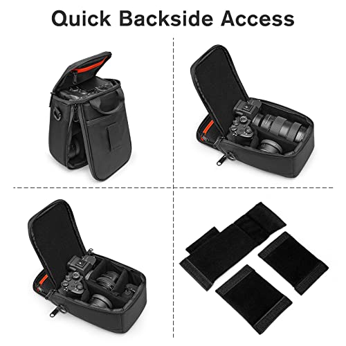 S-ZONE Camera Insert Bag Waterproof Lens Cube Case Compatible with Nikon Canon | Bottom and Side Zipper Openings, Adjustable Shoulder Strap, Compatible with Nikon Canon - color: Black