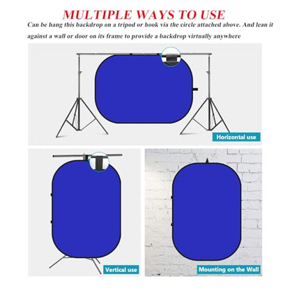 3.3x5ft/1x1.5m Chromakey Backdrop, 2-in-1 Blue Screen and Grey Screen, Collapsible Reversible Pop Up Background for Photography Studio, Live Streaming, Video Shooting (Blue/Gray) - color: Blue/Gray, size: 3.3x5ft
