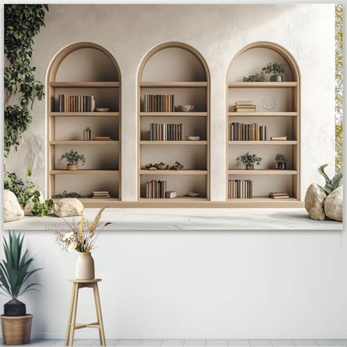 Fabric 6x4ft Zoom Meeting Background for Video Conference Modern Elegant Living Rooms Interior Photography Backdrop Multi-Tier Storage Bookcase Wall Home Office Decoration Photo Wallpaper - color: A, size: 6x4ft(WxH)