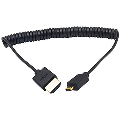 Duttek Extreme Thin Coiled Micro HDMI to HDMI Cable 6FT/1.8M, HDMI to Micro HDMI 2.0 Cable Compatible 4K@60Hz, 1080P, 4K, 3D, and Audio Return Channel - size: 1.8M/6FT