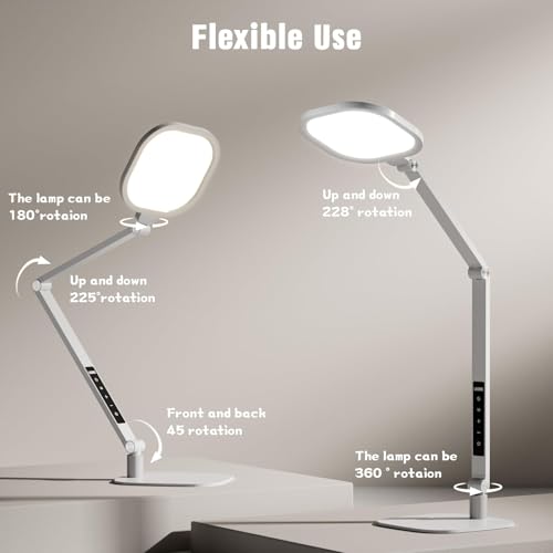 LitONES LED Desk Lamp for Home Office, 15W Desk Light with CRI >95, Memory & Timer Function, 1200LM Dimmable Computer Light for Video Calls, Conference, Reading, Study (White) - color: White - 1 Pack