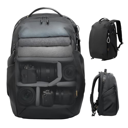 ULANZI YY038 Travel Camera Backpack 22L for Mirrorless DSLR | 16-inch Laptop Compartment, Anti-Theft Water-Resistant Photography Bag with Tripod Holder, Compatible with Sony Canon (Black) - size: YY038: 18.25 x 13 x 9.5