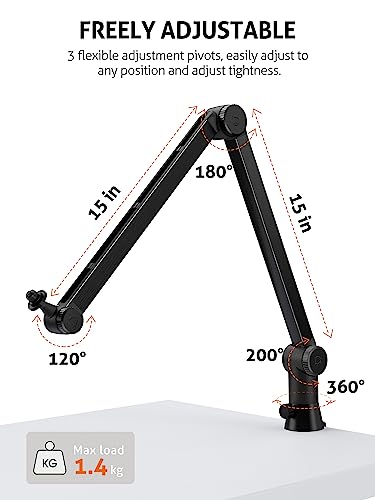 Blue Yeti Microphone Boom Arm - Upgraded Heavy Duty Boom Arm, Hidden Cable Management, Stable Desk Clamp, Blue Yeti Mic Stand Compatible with Yeti Microphone, HyperX QuadCast, Shure SM7B - color: Upgraded Large Blue Yeti Boom Arm