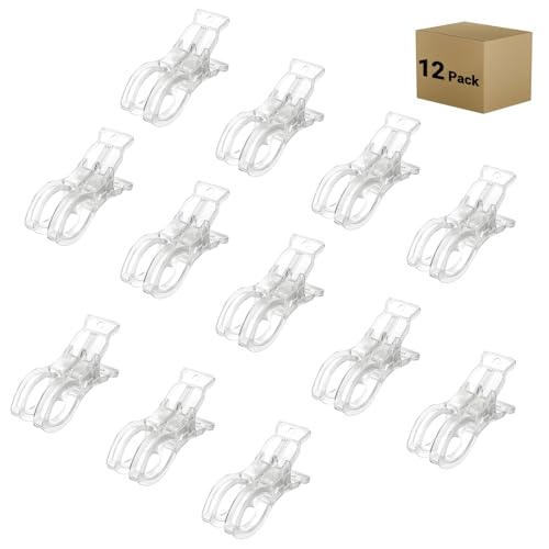 Rosellas 12 Pack Balloon Arch Clips, Plastic Transparent Backdrop Spring Clamps, 3.5" Heavy Duty Clip for Backdrop Stand, Photography Studios, Birthday Wedding Decoration, Crafts, Clothing