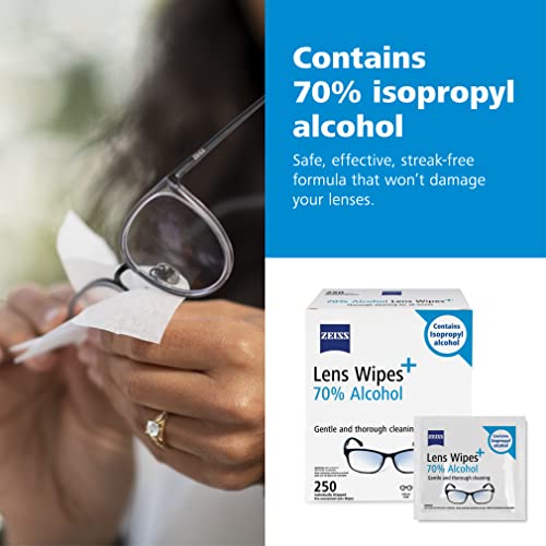 ZEISS Pre-Moistened Lens Cleaning Wipes with 70% Alcohol, 250 Count - size: 250 Count (Pack of 1)