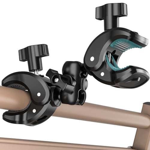 MAGJIEYX Double Clamp Mount, 360°Magic Arm for Umbrella Pole and Chair Monitor Desk Photo Studio Light Stand, Photography Reflector, Strollers, Motorcycle, Flag Holder Mount（7.87in） - size: 7.84in