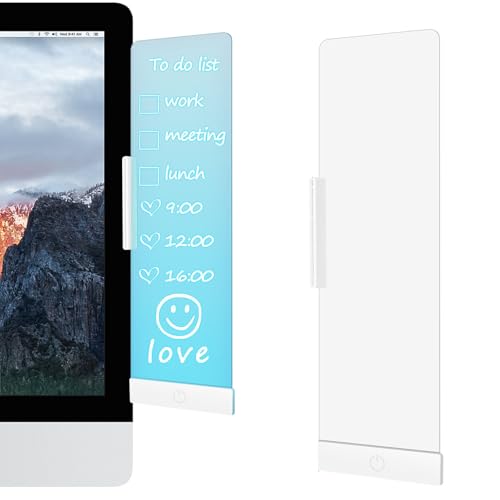 LED Memo Board with Sticky Note Holder, Office Supplies, Monitor Memo Board, Clear Acrylic Computer Monitor Organizer, Work from Home Essentials, Multifunction Workspace Accessories (White-r) - color: White-r