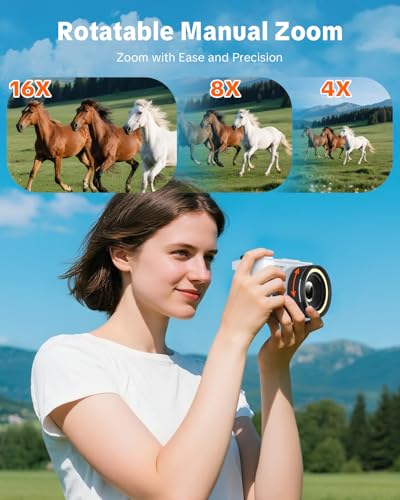 W & O Digital Camera for Teens,Kids Digital Camera with 32G SD Card,3" 180° Flip Screen Cameras for Photography Vlogging with Fill Light,Y2K CCD,Point and Shoot Digital Cameras for Kids,Teens（Cream） - color: cream