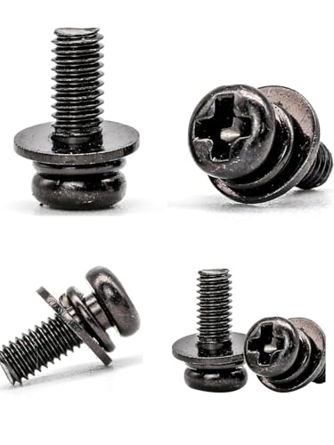 20 PCS Vesa Screws, VESA Compatible M6x10mm TV/Monitor Wall Mount Screws for 75x75mm and 100x100mm Brackets. Phillips Head M6 x 10mm Black with Washers (20, M6 x 10mm) - size: M6, style: 20 PCS