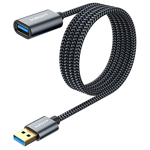 SUNGUY 5Gbps USB Extension Cable, 5FT High Speed USB 3.0 Extension Cable Type A Male to Female Extender Cord, Braided Fast Data Transfer for Keyboard,Mouse,Flash Drive,Webcam,VR Headset and More - color: Grey, size: 5FT