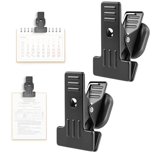 2 Pcs Heavy Duty Magnetic Clips with 1.5 Inch Mouth Opening - Securely Grip Flags, Backdrop Blueprints, Calendars,Tools - Ideal for Artists, Photography Shooting Studios, Worksite, Offices, Tool Carts - color: Black, size: L
