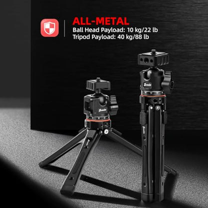 Zeadio Heavy Duty Metal Tripod Kit: with 360° Ball Head Mount, Phone Clip & Action Camera Adapter, 1/4" Screw Adapter Tripod Mount for iPhone/Android Smartphone, Vlog, Camera, Gimbal, Action Cam etc - style: Dual Cold-shoe Ball Head
