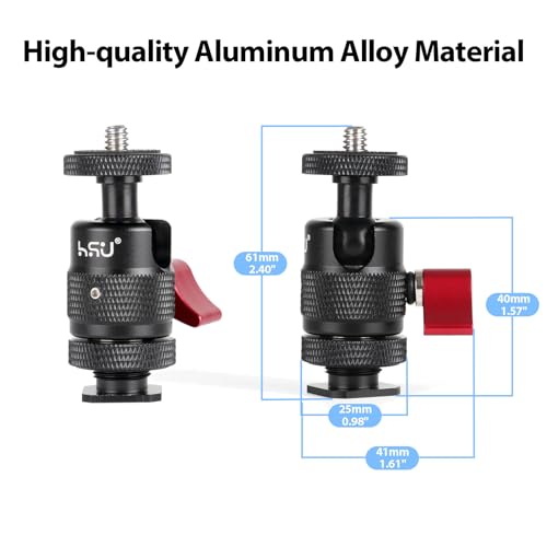 HSU Cold Shoe Mount Adapter, Aluminum 1/4”-20 Screw Hole 360° Rotation Camera Tripod Mount for Insta360 X4/X3/X2/X/RS/R/GoPro/Sony/DSLR Camera Flash and Other Cameras, Black