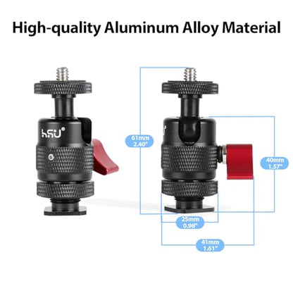 HSU Cold Shoe Mount Adapter, Aluminum 1/4”-20 Screw Hole 360° Rotation Camera Tripod Mount for Insta360 X4/X3/X2/X/RS/R/GoPro/Sony/DSLR Camera Flash and Other Cameras, Black