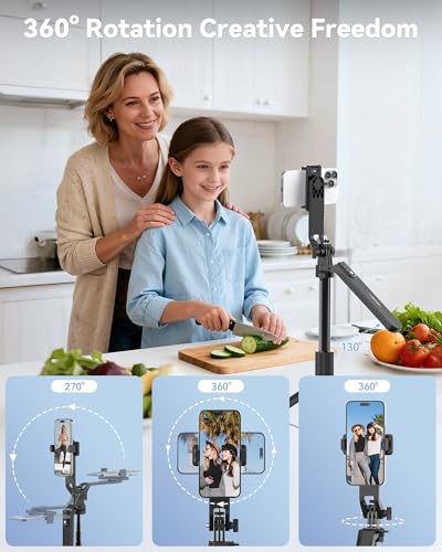 TECKNET 71" Selfie Stick Tripod for Phone with Light, Portable Extendable Cell Phone Tripod Stand with Wireless Remote and Phone Holder, with Wireless Remote Control for iPhone/Android/Camera - color: Light Black